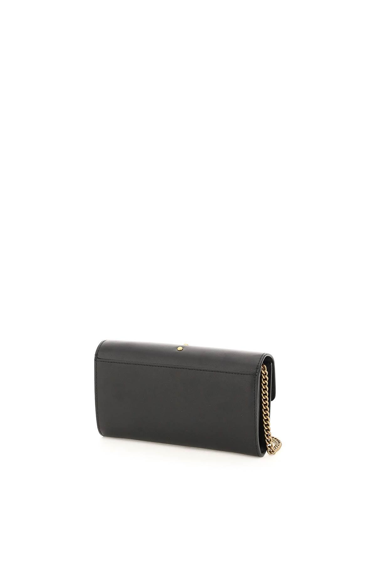 Pinko Leather Love Wallet Clutch With Chain - Lyst