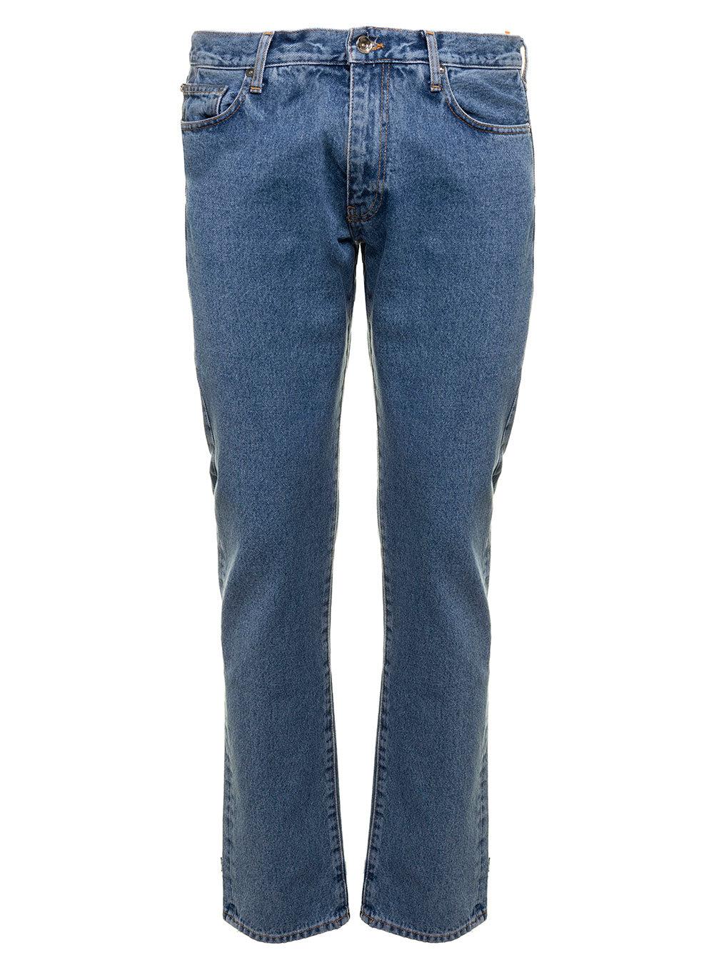 Off-White c/o Virgil Abloh Denim Slim-fit Printed Jeans in Blue for Men Mens Clothing Jeans Slim jeans 