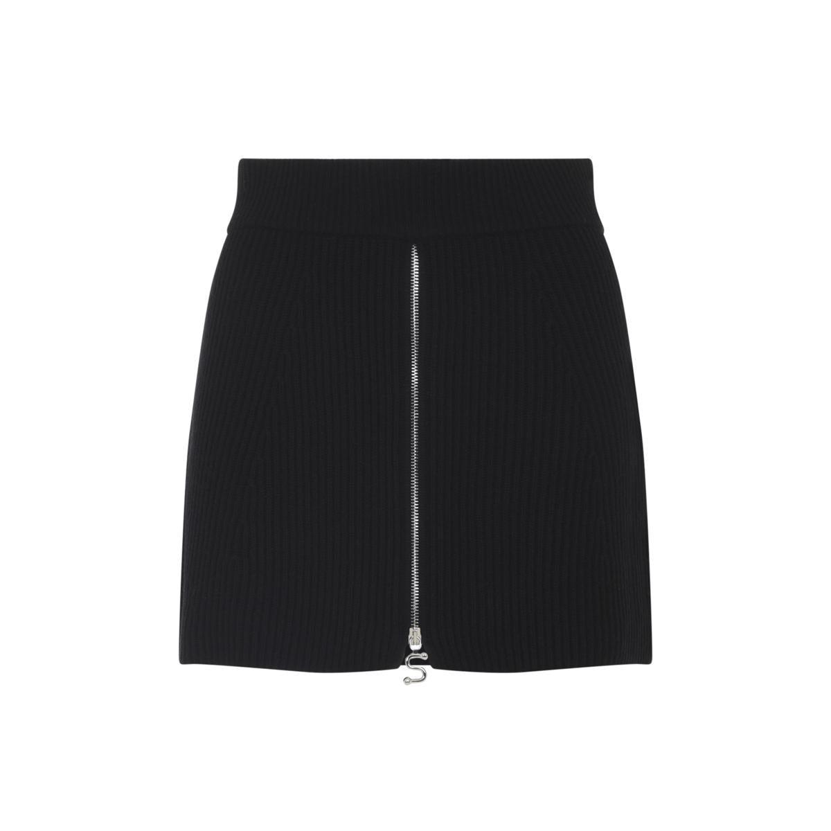 スカート Sportmax Black mini skirt in wool Wool Belted mini skirt, black | Sportmax