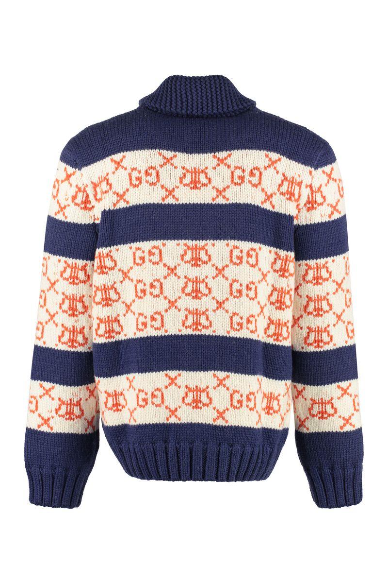 Embroidered wool cardigan