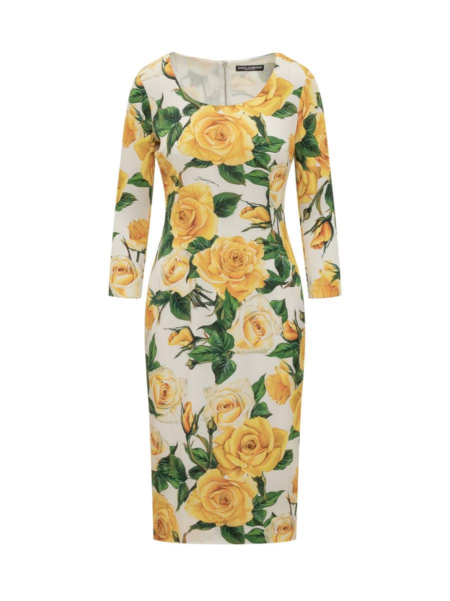 Dolce Gabbana Roses Dress in Metallic Lyst Canada