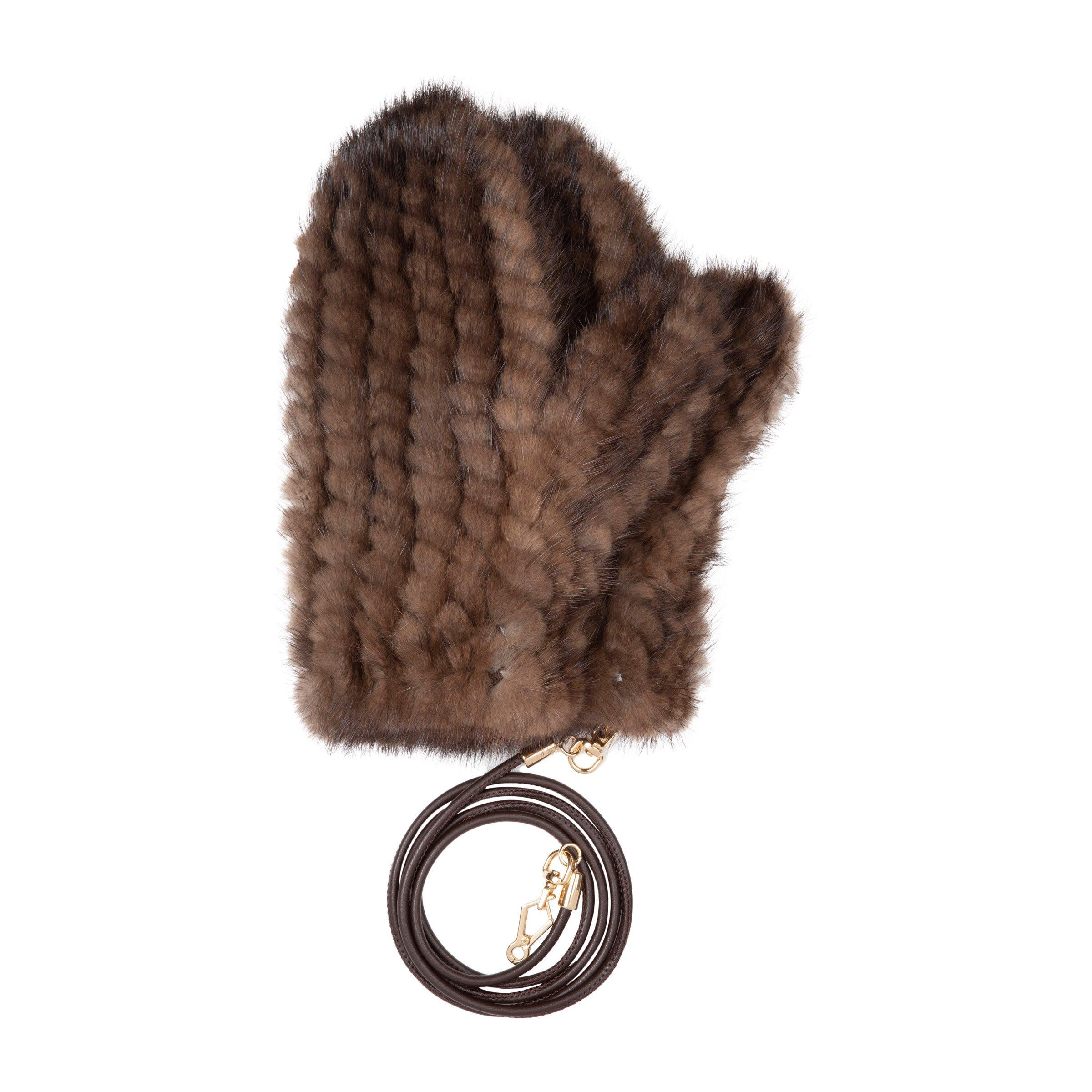 Max Mara Nevada Knitted Fur Gloves S/m in Brown | Lyst