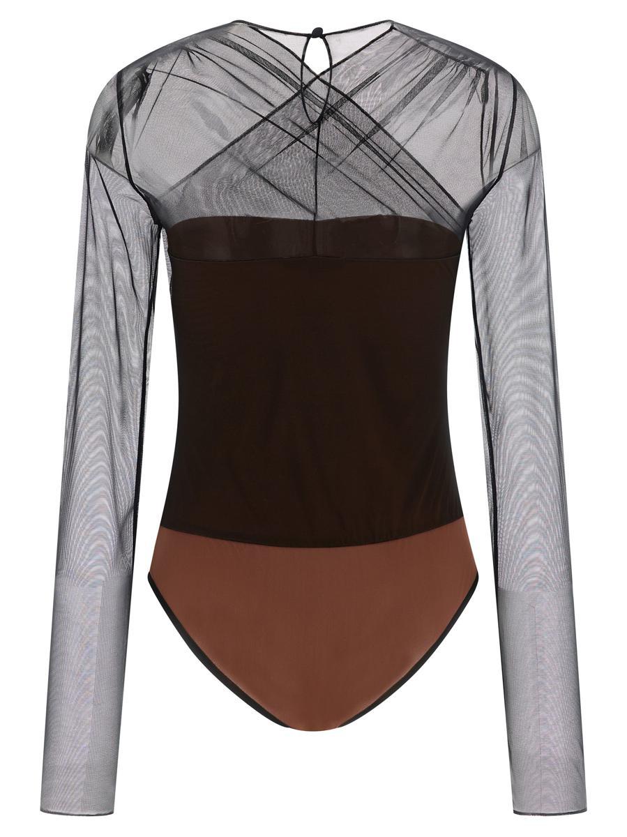 NENSI DOJAKA 売れ筋商品|||ネンシ ドジャカ Tシャツ トップス レディース Bodysuits Black Black Asymmetric Bodysuit by Nensi Dojaka on Sale