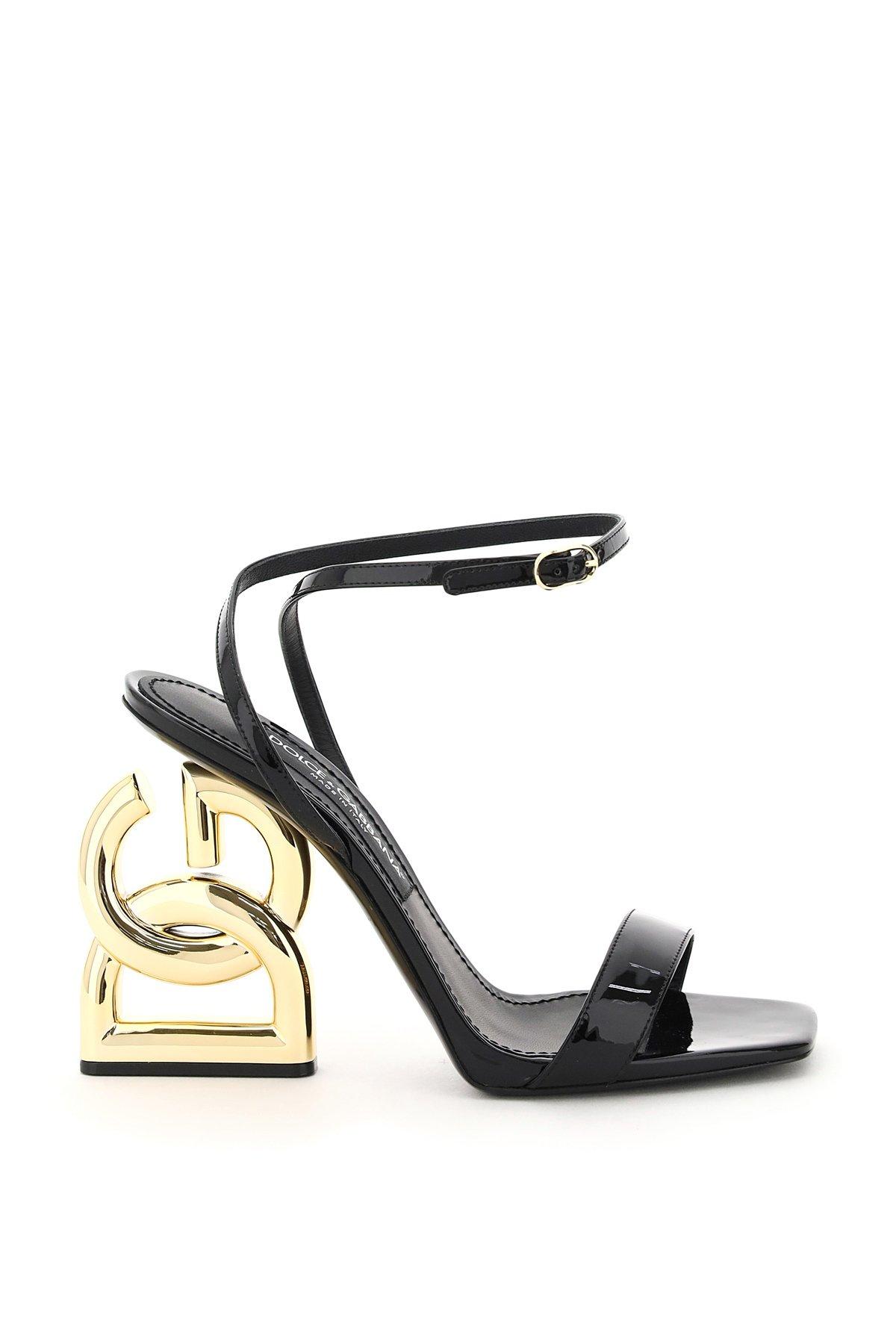 \u0026 Gabbana Leather Dg Pop Heel Sandals 