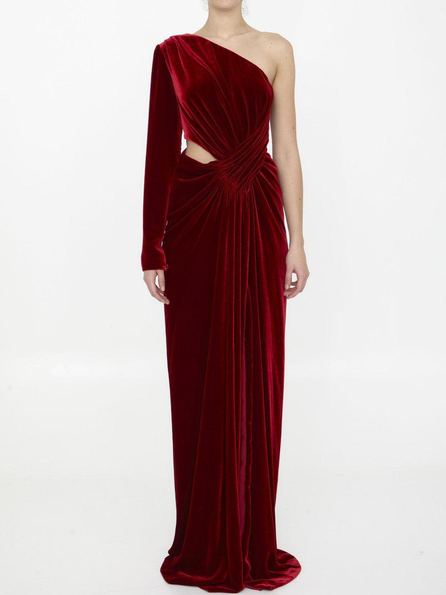 Costarellos Red Velvet Dress Lyst