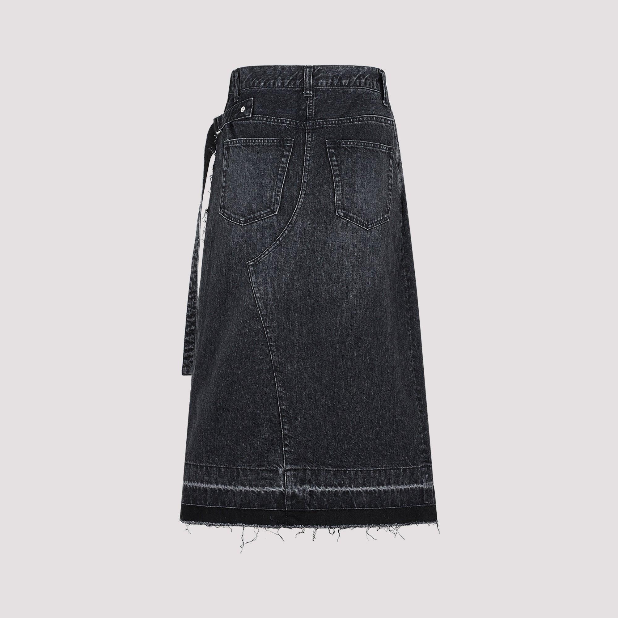 Sacai Denim Skirt in Black | Lyst