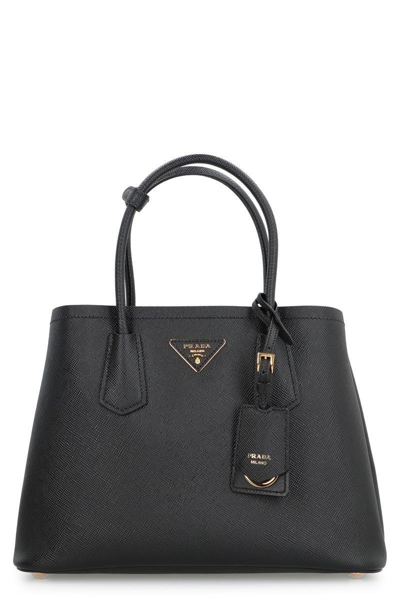 VIP.PRADA Double Small Handbag In Saffiano Leather 関送込 Black Small Prada Double Saffiano leather bag | PRADA