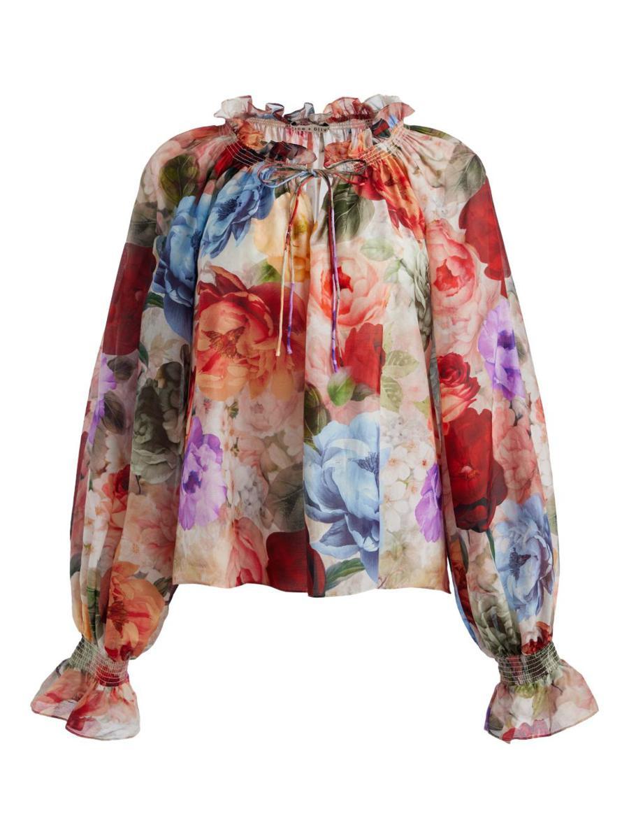 Alice+Olivia - ♡alice+olivia♡ ショート丈ブラウス 超美品 アリスアンドオリビア シルク混 スカラップレース