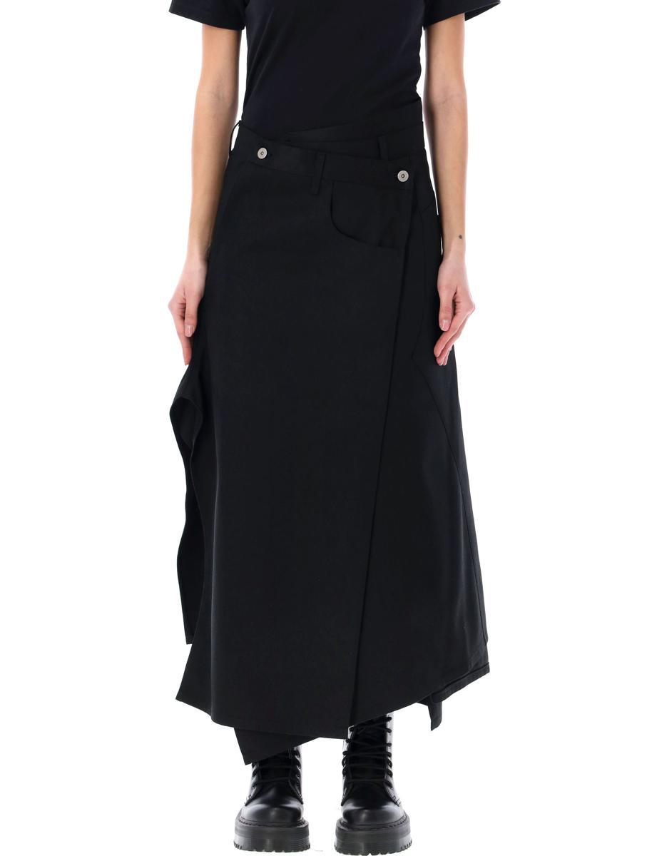 スカート JUNYA WATANABE Women Mid Skirts JOS015051 1BLACKXBLACK Black Pleated Midi Skirt JUNYA WATANABE JOS015051 1BLACKXBLACK