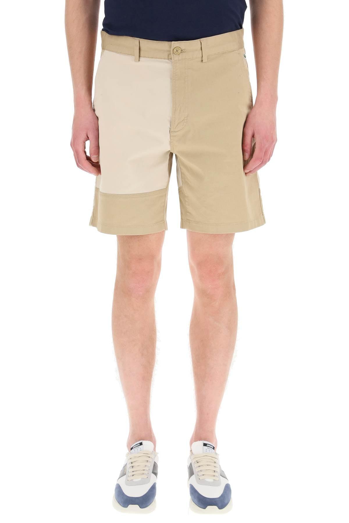 Lacoste Live Patchwork Shorts In Organic Cotton in Natural for Men | Lyst