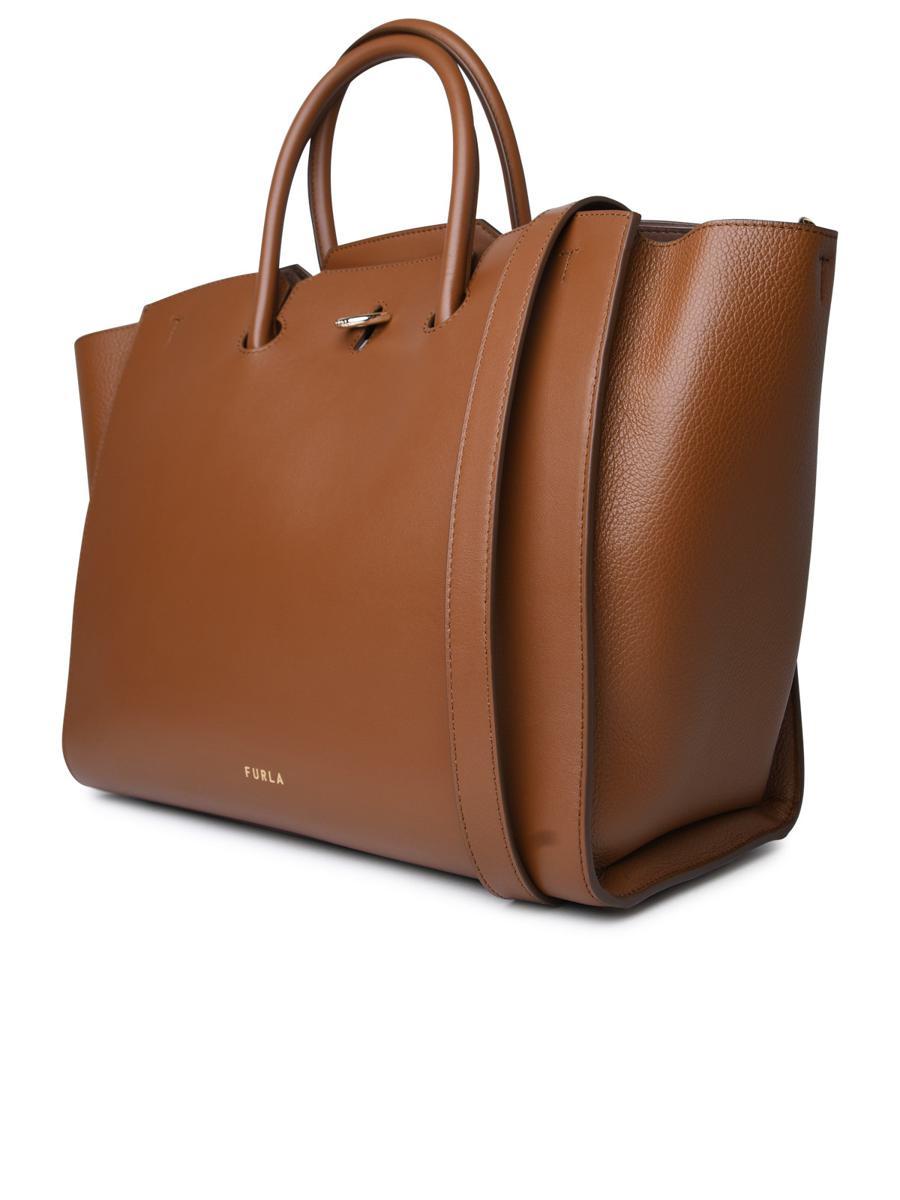 Furla Genesi Logo Detailed Large Tote Bag in Brown Lyst