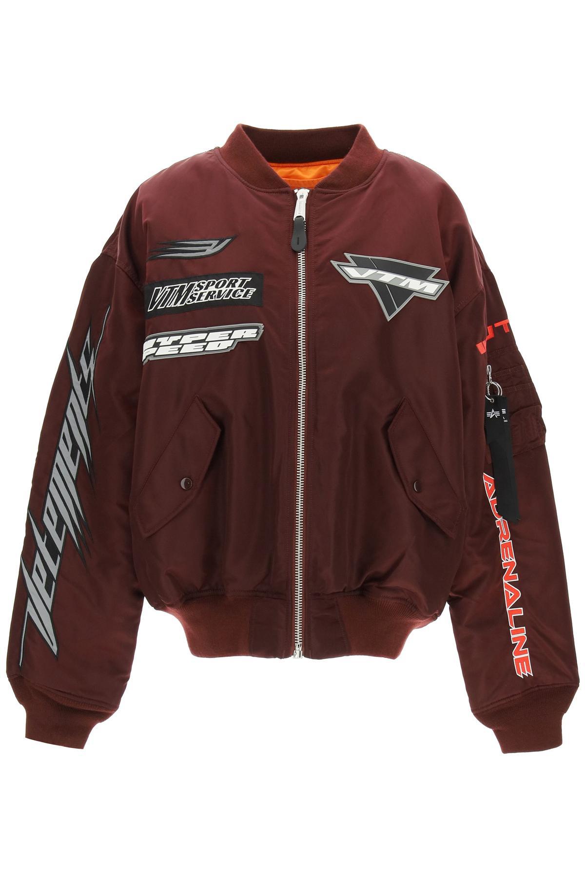 Vetements Women's Brown Racing Logo Reversible Bomber Jacket