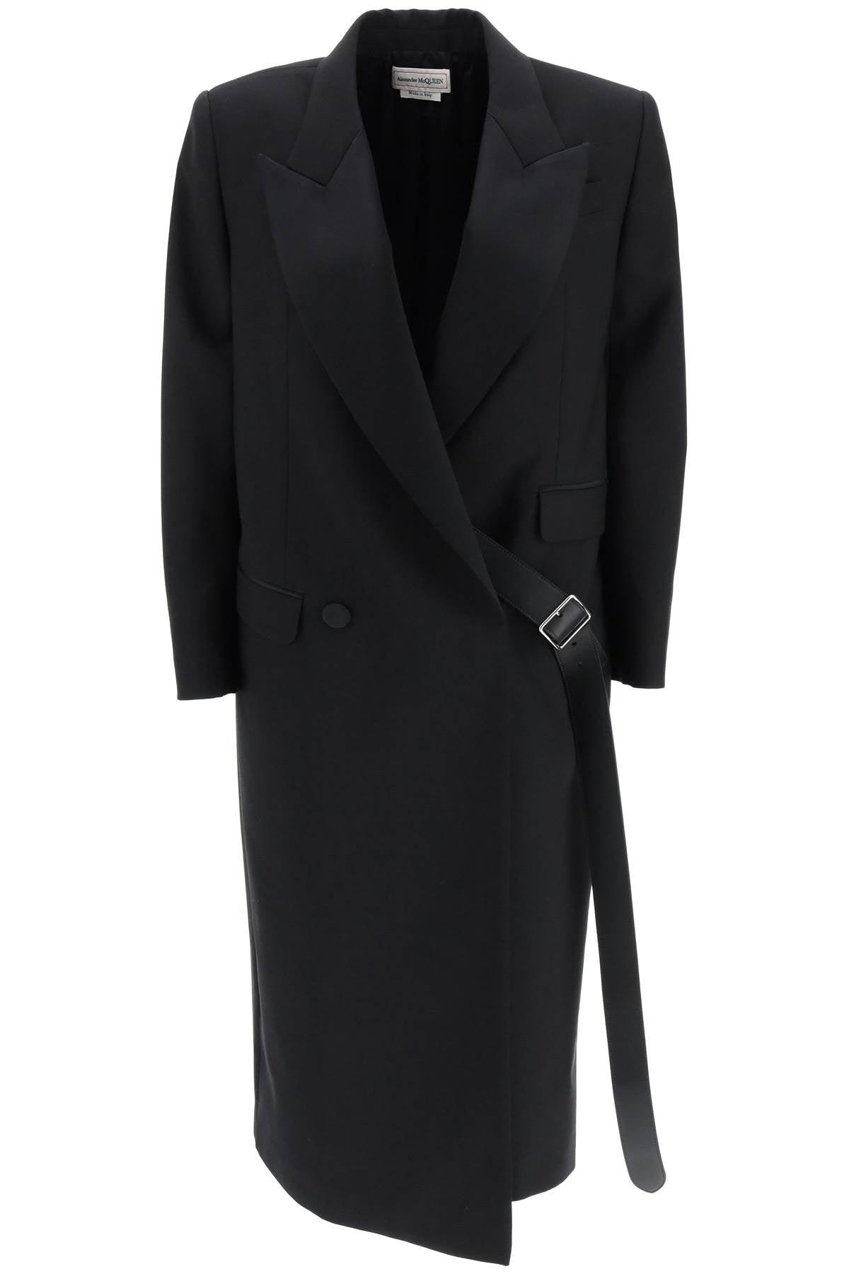 Alexander McQueen Asymmetric Design Double-breasted Coat in Black | Lyst