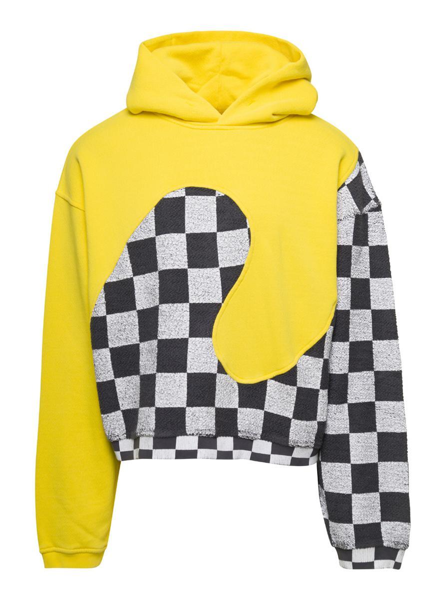 ERL Check Pattern Panelled Hoodie in Yellow for Men Lyst UK