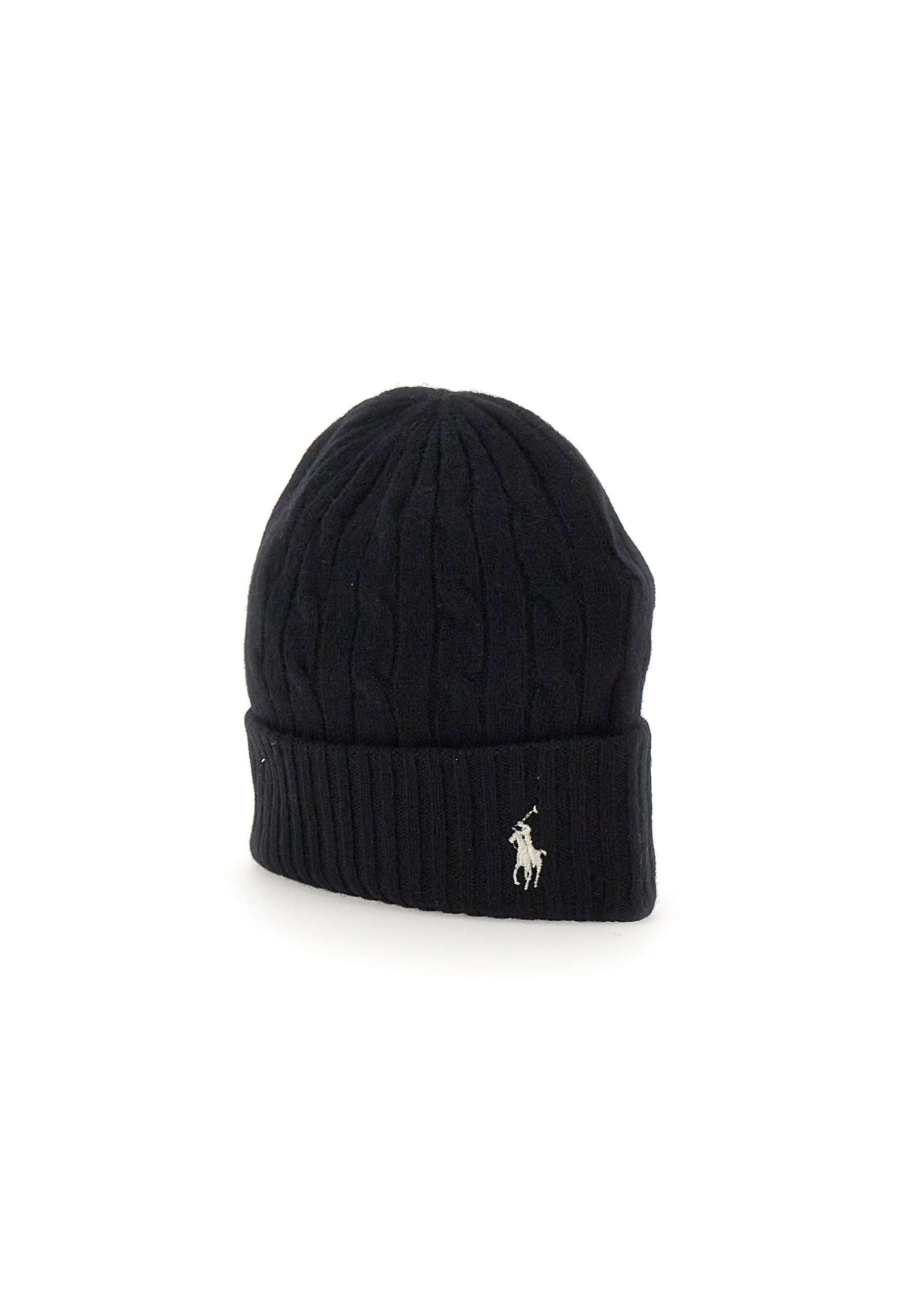 Polo Ralph Lauren Cable Cuff Wool And Cashmere Hat in Black | Lyst
