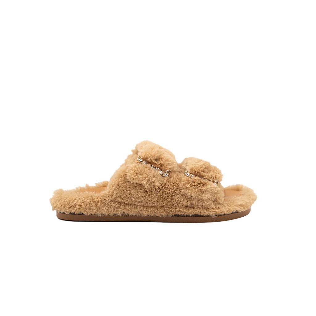 Fur flats hot sale