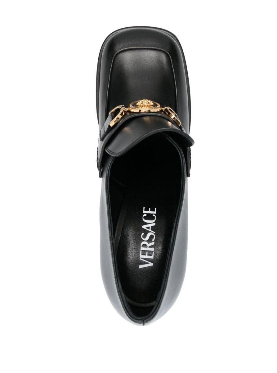 Versace Loafers With Medusa Logo In Calf Leather in Black | Lyst