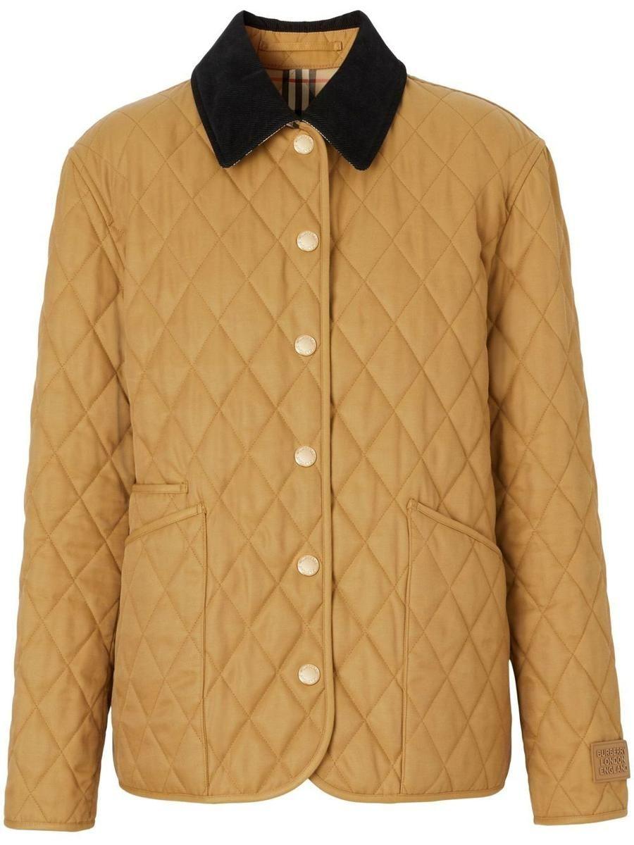 Burberry Corduroycollar Diamondquilted Jacket in Brown Lyst