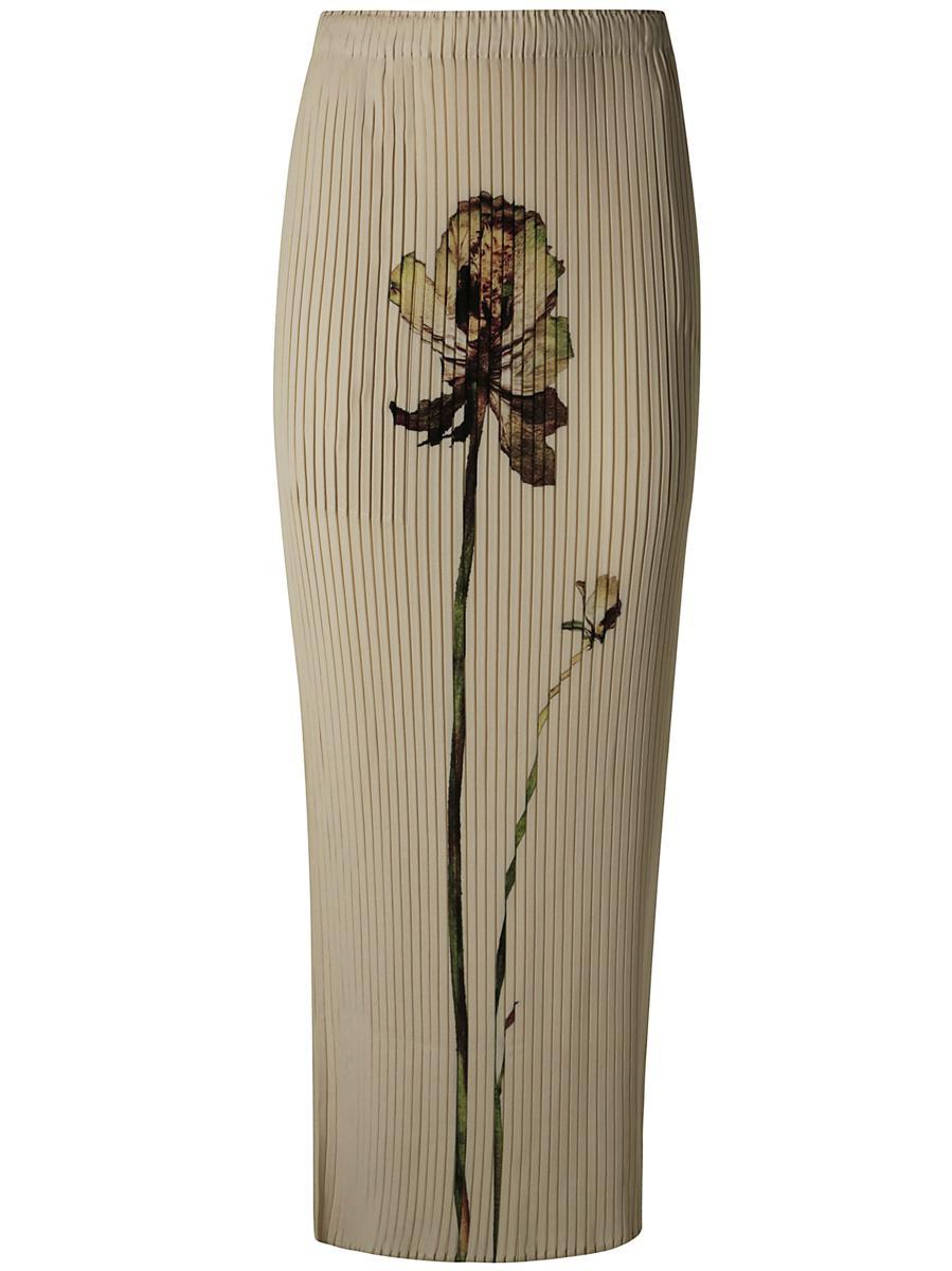 Issey Miyake Pressed Flora Pleats Skirt in Natural | Lyst