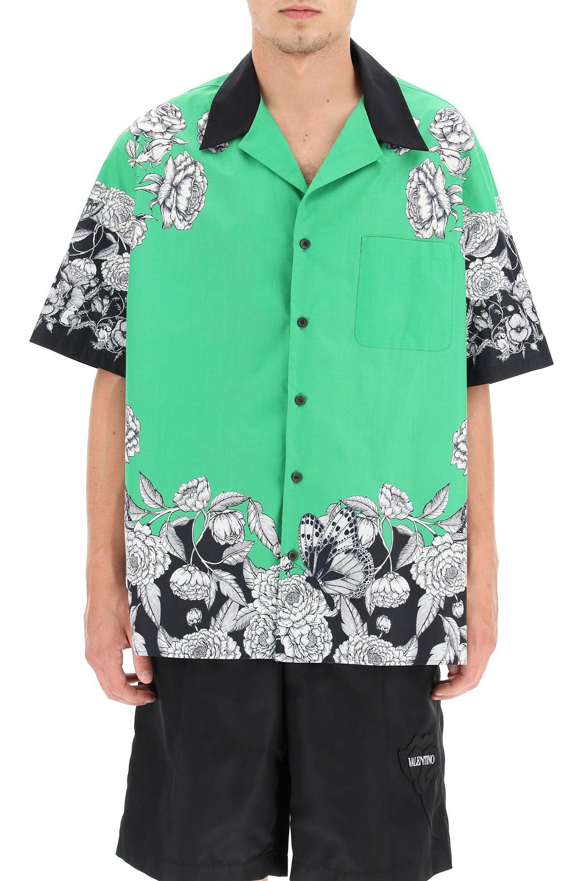 Valentino Cotton Dark Blooming Print Short-sleeved Shirt in Green for Men -  Save 24% | Lyst