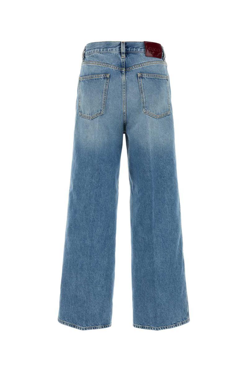 デニム・ジーパン GUCCI LIGHT BLUE WIDE-LEG JEANS Women's Gucci Wide-leg jeans | Lyst