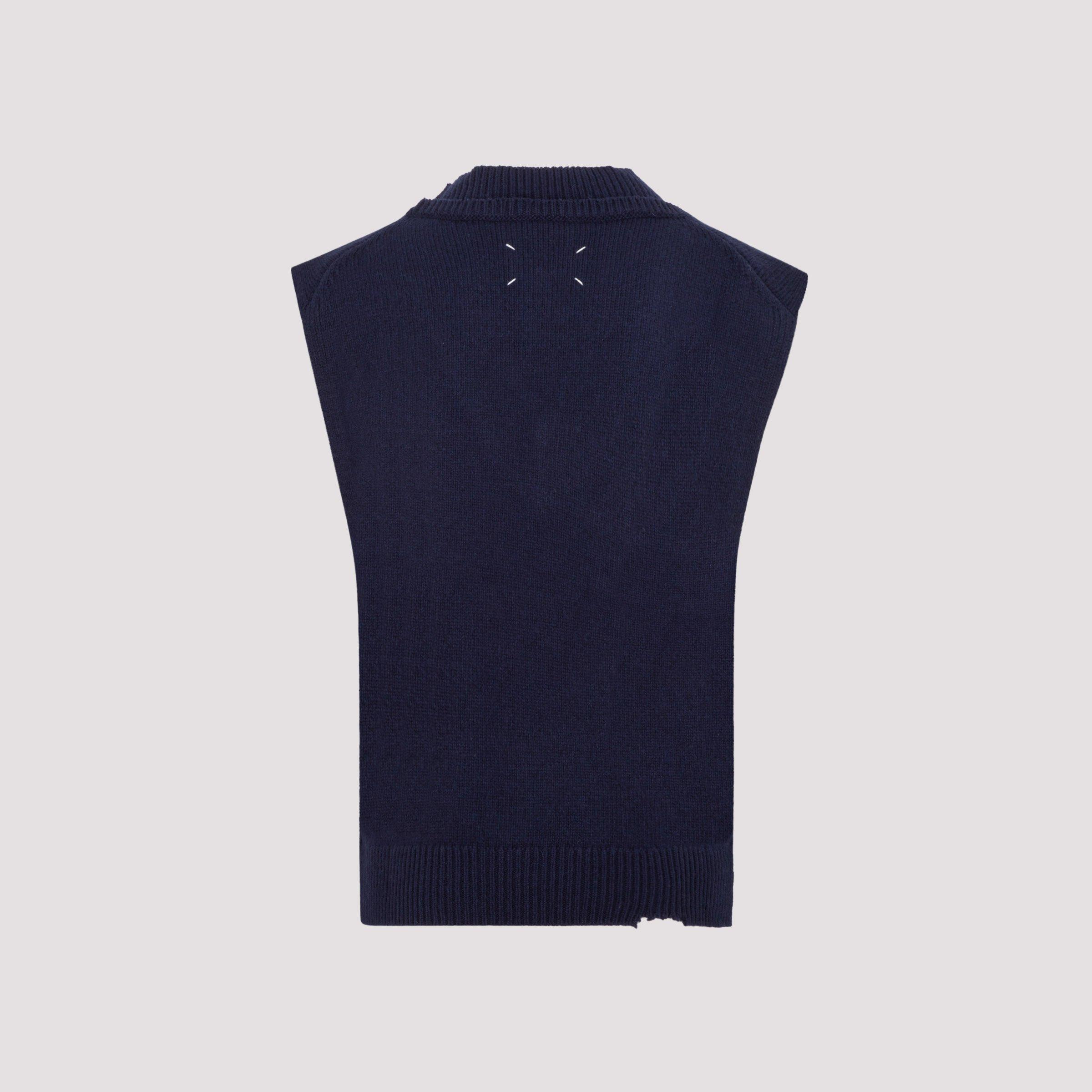 Maison Margiela Wool Sleeveless Sweater in Black (Blue) Men - Lyst