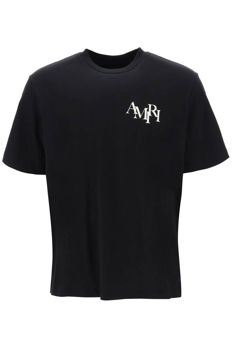 Amiri Staggered Logo Crewneck T-shirt in Black for Men