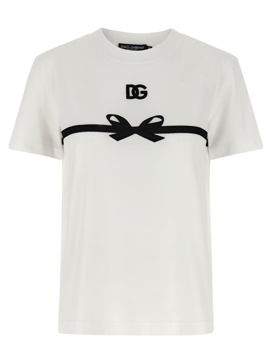 Tシャツ・カットソー Dolce & Gabbana Dolce Gabbana Cotton T-Shirt With Bow Dolce & Gabbana girl's cotton T-shirt with floral print
