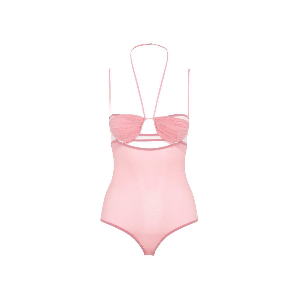 Nensi Dojaka Draped Double Bra Bodysuit Top in Pink | Lyst