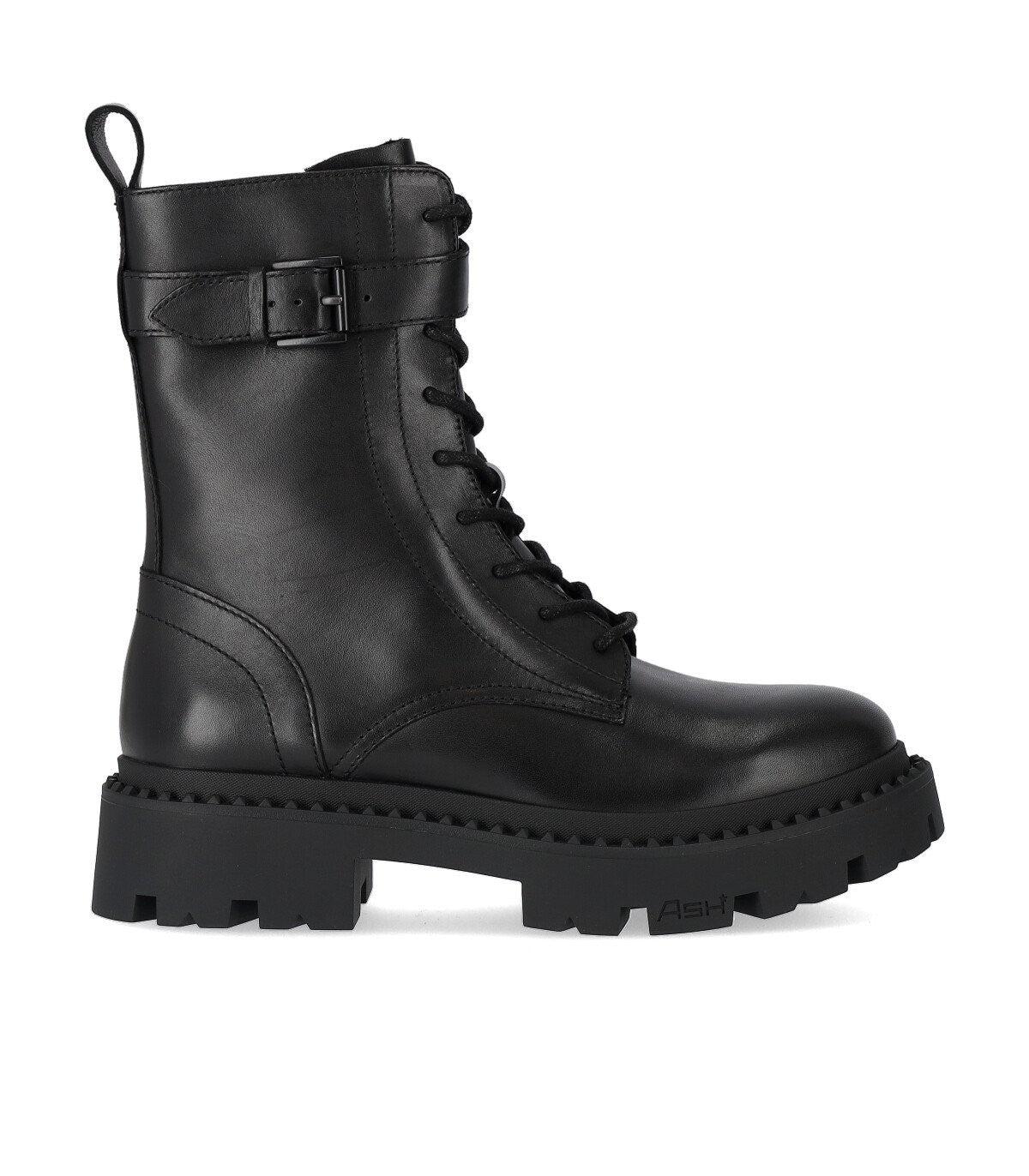 Ash Leather Gena Black Combat Boot Lyst