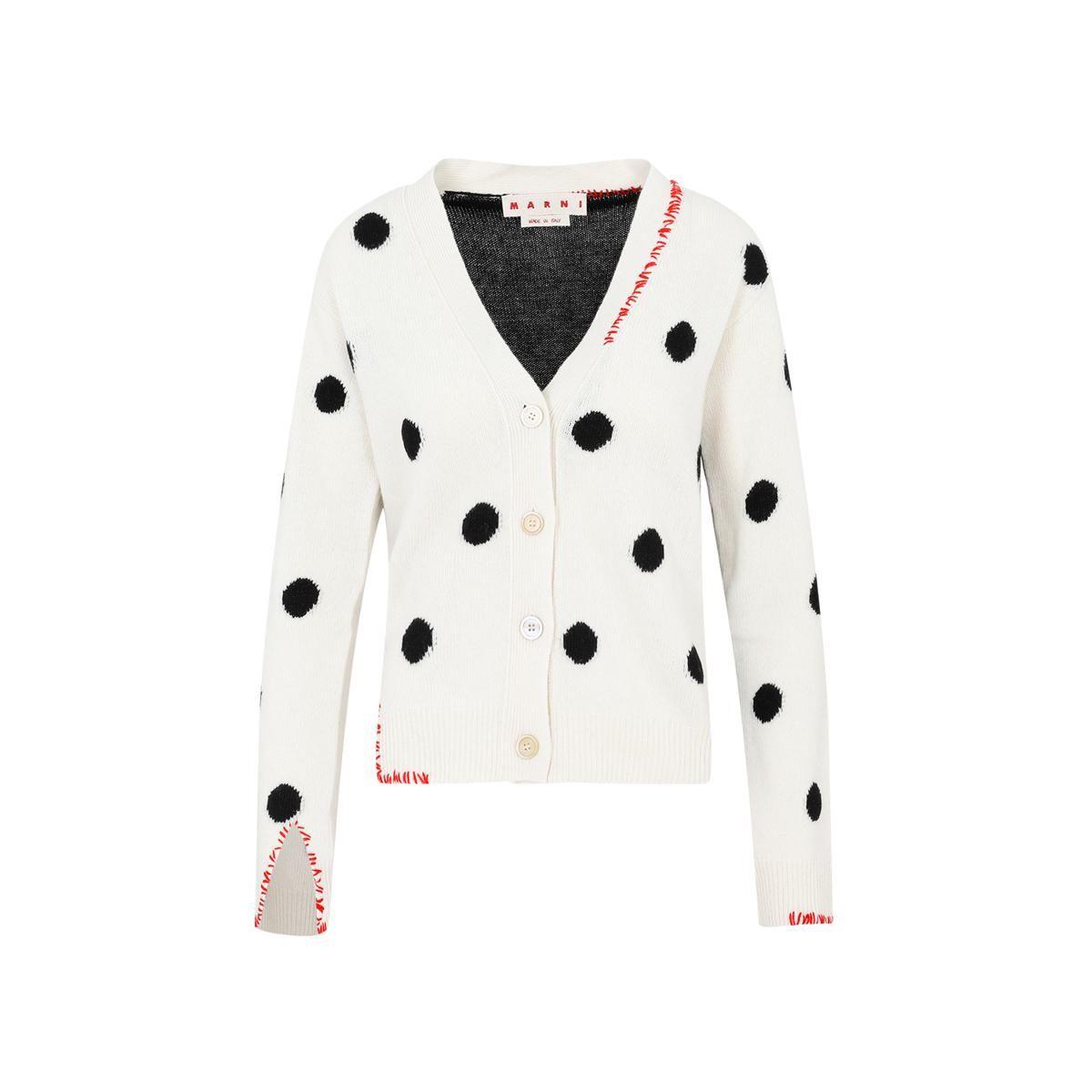 Marni polka-dot virgin wool cardigan - Blue