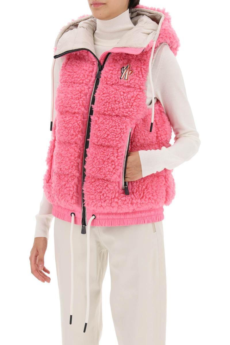 moncler grenoble eco faux fur teddy hooded vest