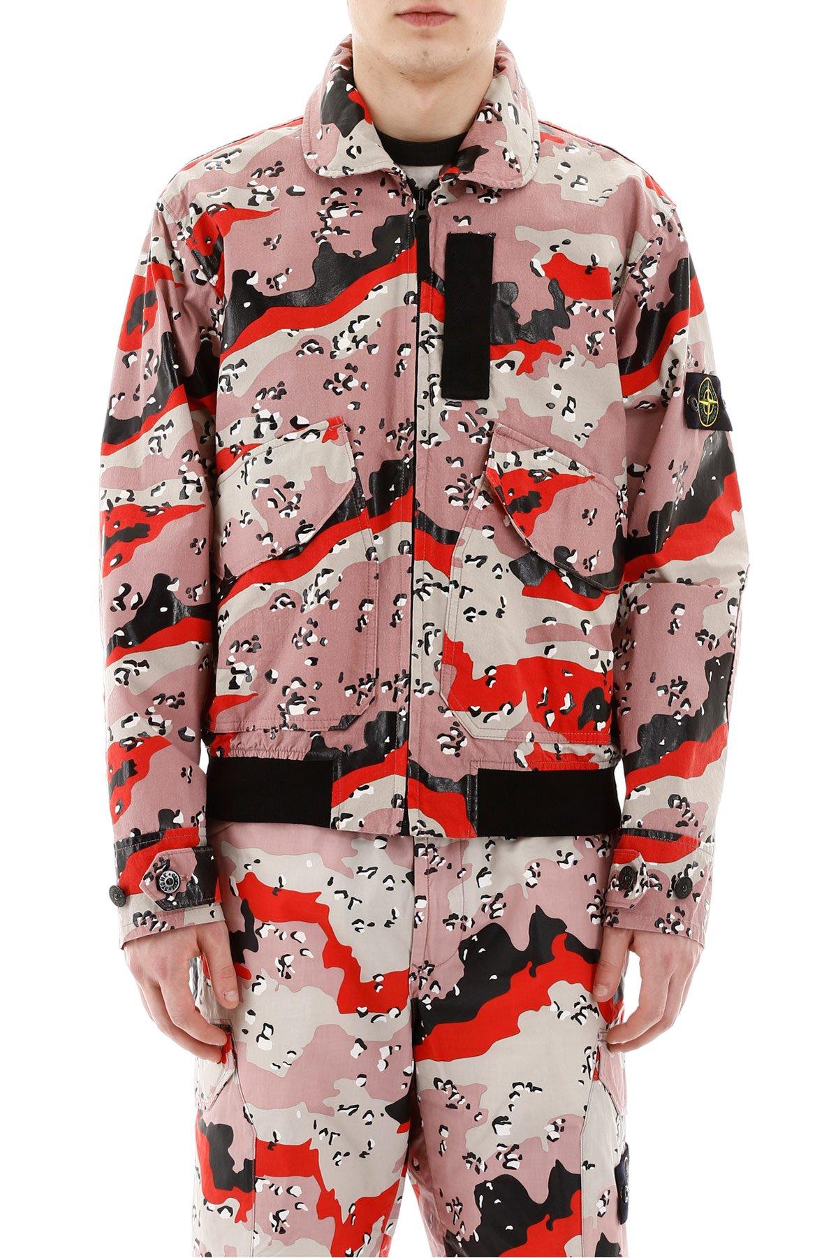 red camo bomber jacket