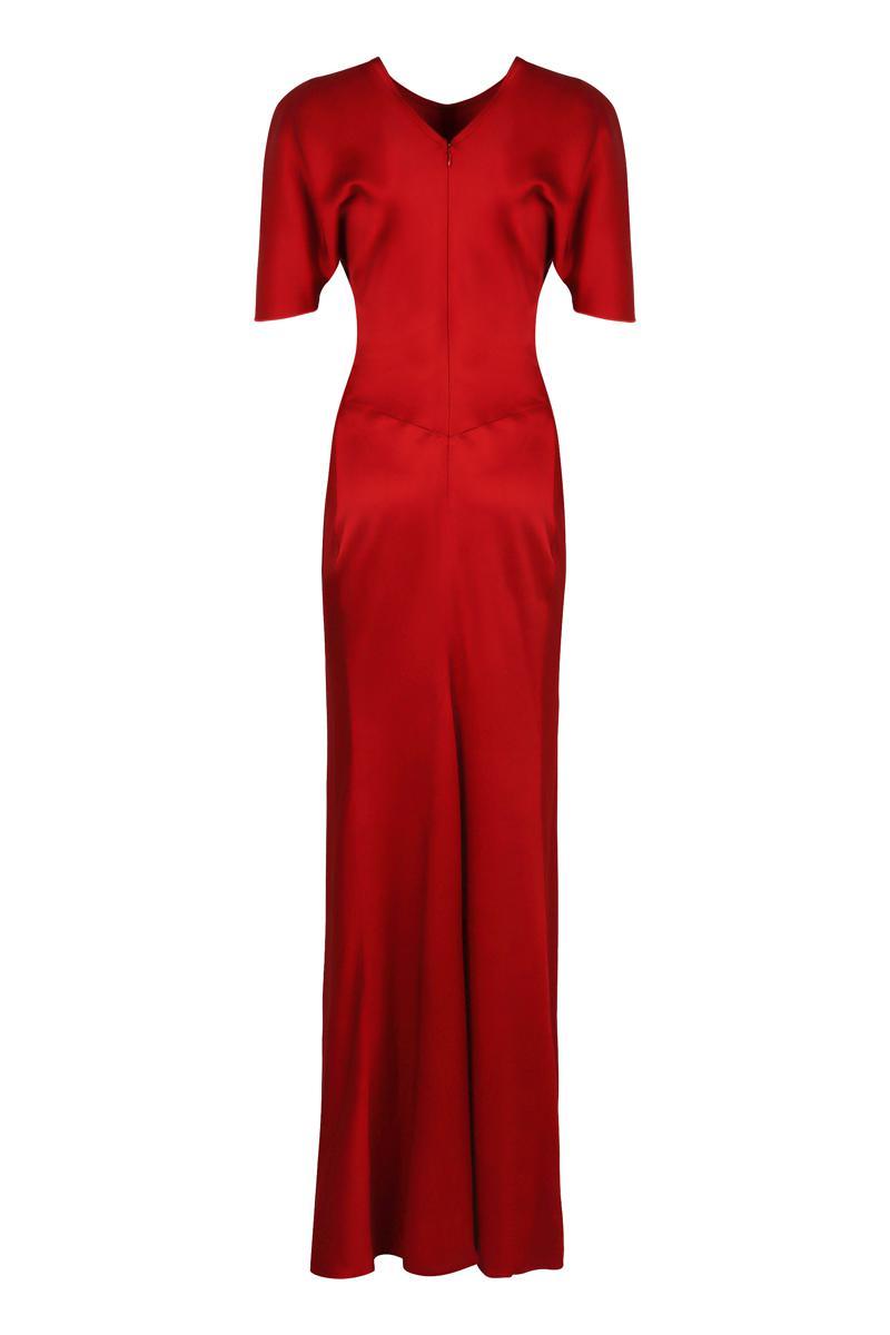【Victoria Beckham】ニットVネック maxiドレス VICTORIA BECKHAM Cutout stretch-knit turtleneck gown | NET-A
