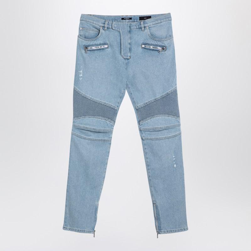 Balmain Light Slim Fit Denim Biker Jeans in Blue for Men Lyst Australia