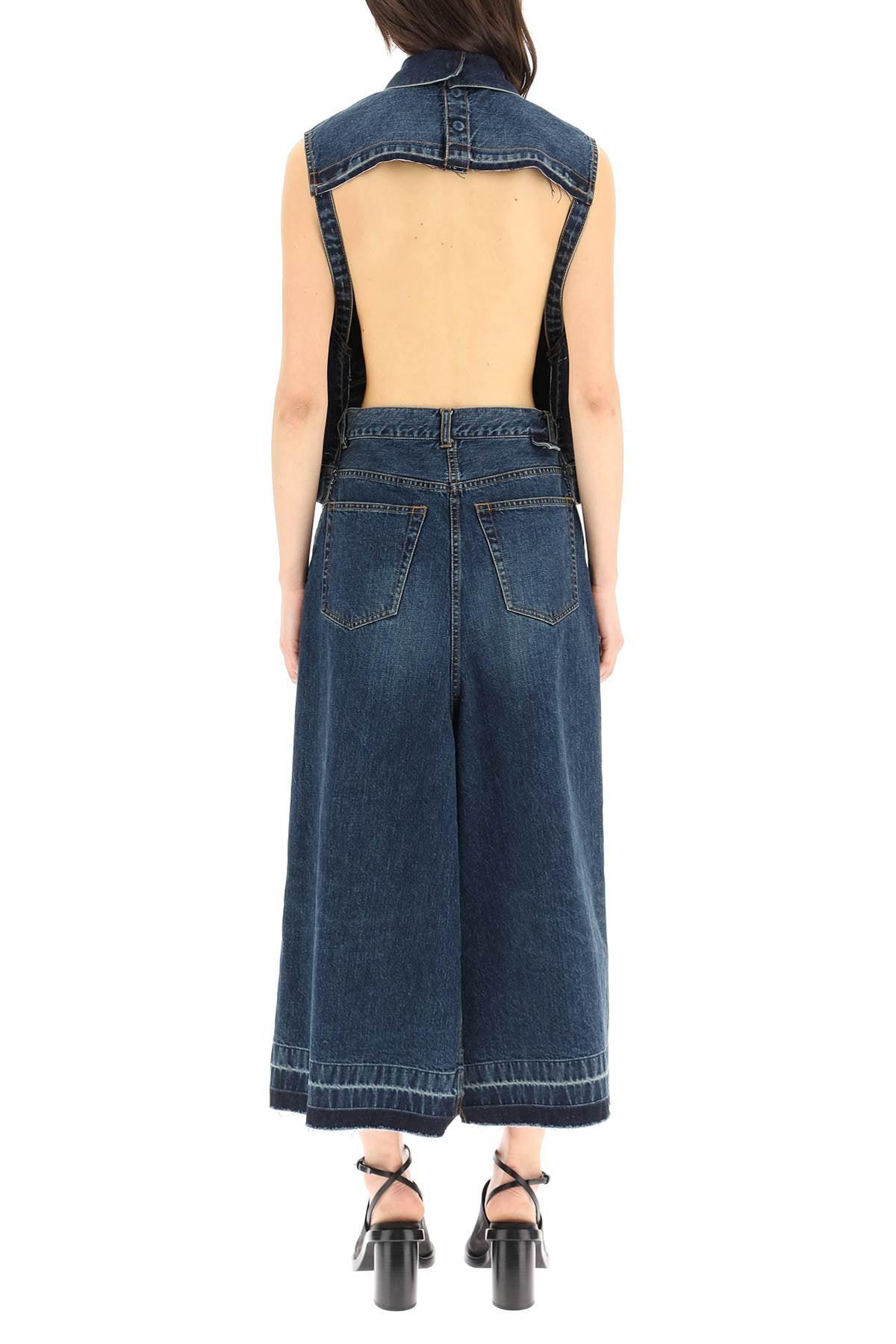 Sacai Open-back Denim Dress in Blue 