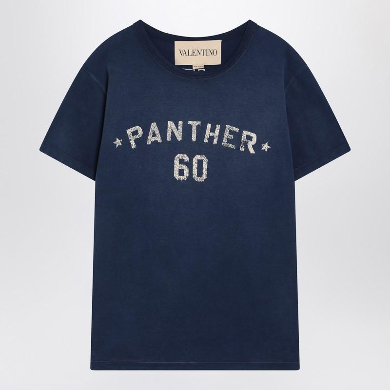 【関税＆送料込み】Valentino Garavani Blue T-Shirt With Red Valentino Garavani men's Logo cotton T-shirt - buy for