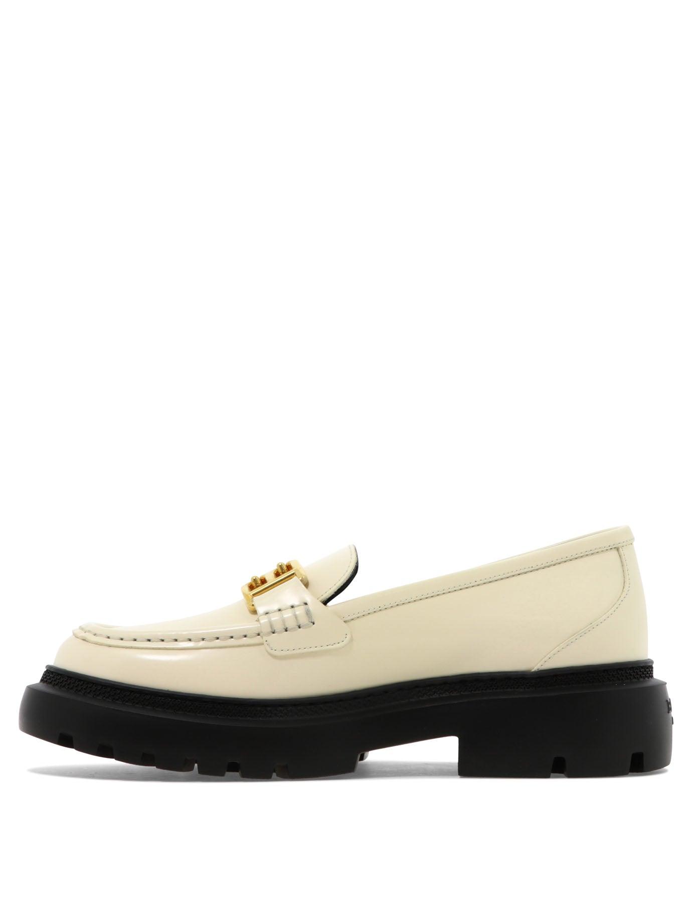 Bally Leather Gioia Loafers in White Black Womens Shoes Flats and flat shoes Loafers and moccasins 
