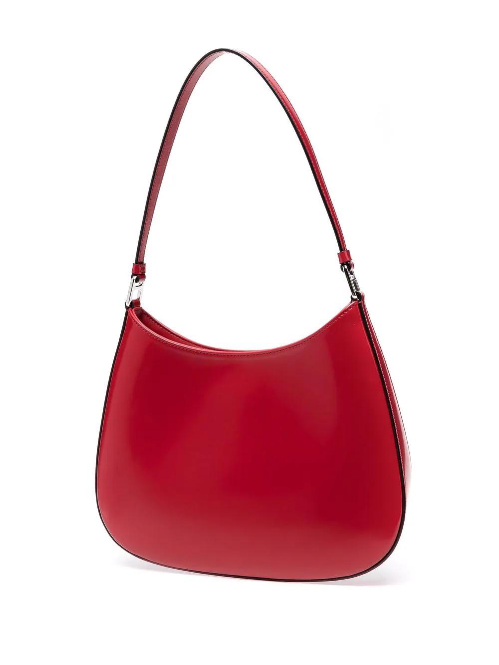 Prada Cleo Brushed-leather Hobo Bag in Red