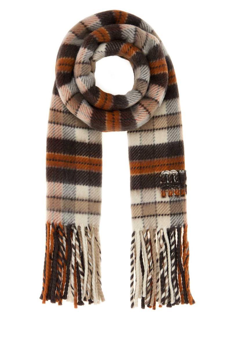 小物 MIU MIU wool scarf 小物 MIU MIU wool scarf Miu Miu logo-jacquard Fringed Scarf | Grey