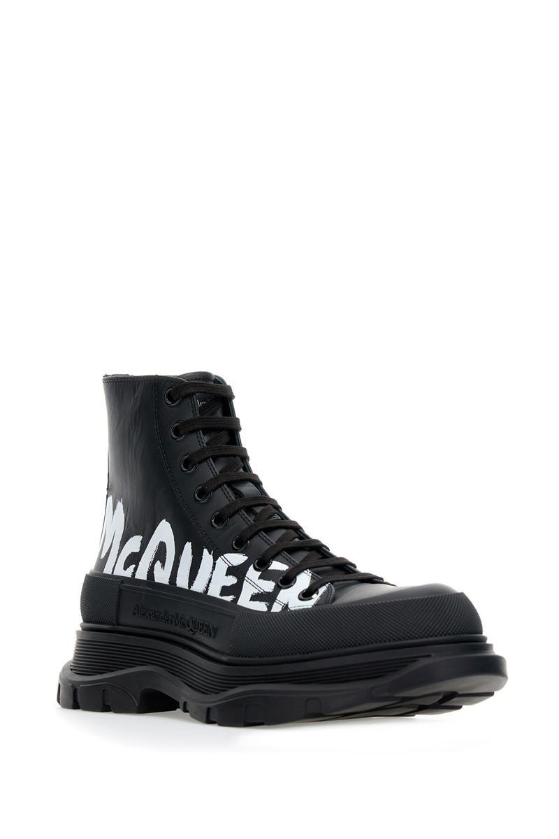 Alexander McQueen ■キャンバス ハイトップ スニーカー Alexander McQueen graffiti-print high-top Sneakers | Green