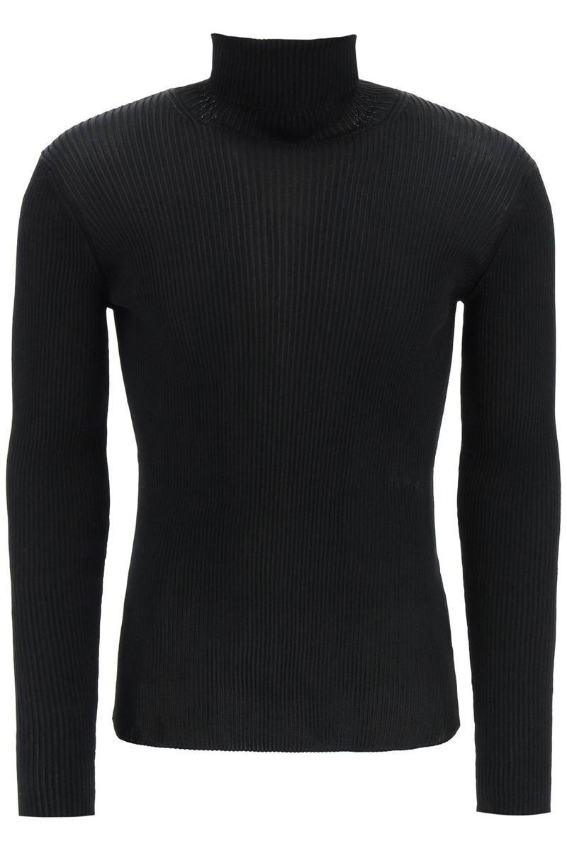 Off-White c/o Virgil Abloh Ribbed Techno Knit Turtleneck Sweater in Black  for Men | Lyst