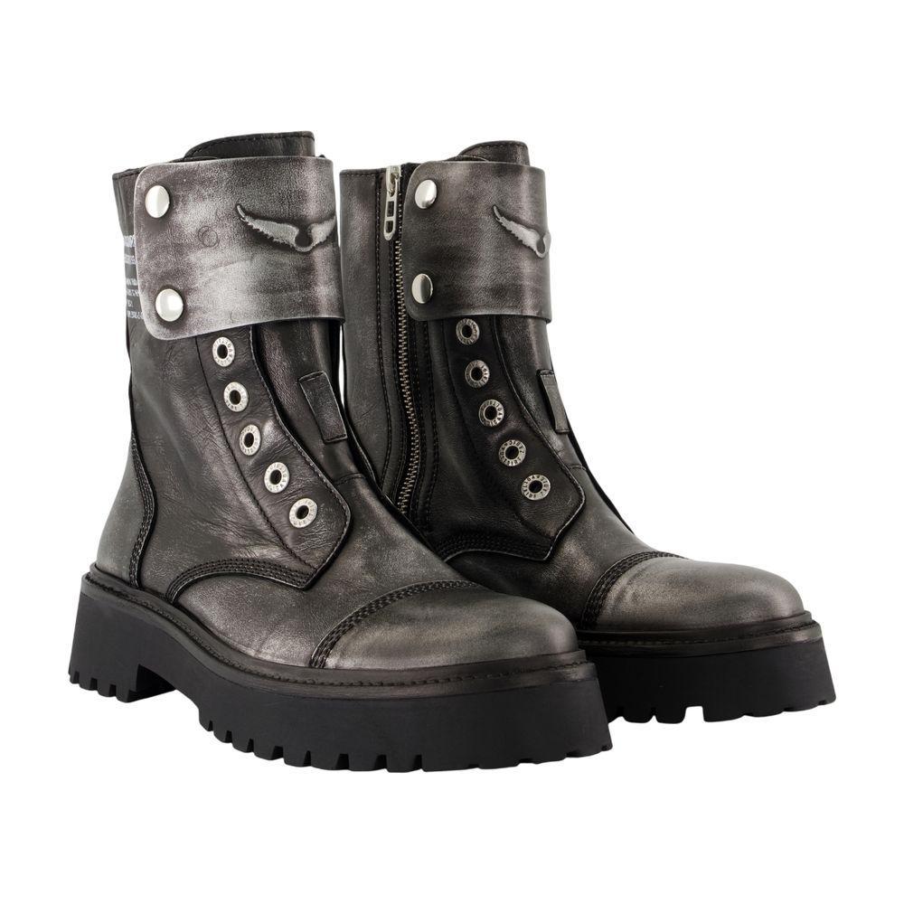 ショートブーツ・ブーティ Joe Fast Ankle Boots - Zadig & Voltaire - Leather - Silver Joe Ride Black Leather Boots | Zadig&Voltaire