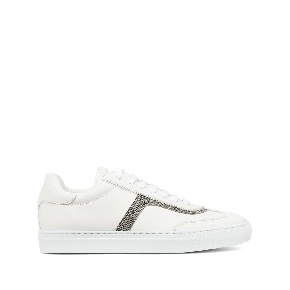 スニーカー Brunello Cucinelli Sneakers & Slip-On White Brunello Cucinelli - White Suede & Nylon Monili Trim Slip On
