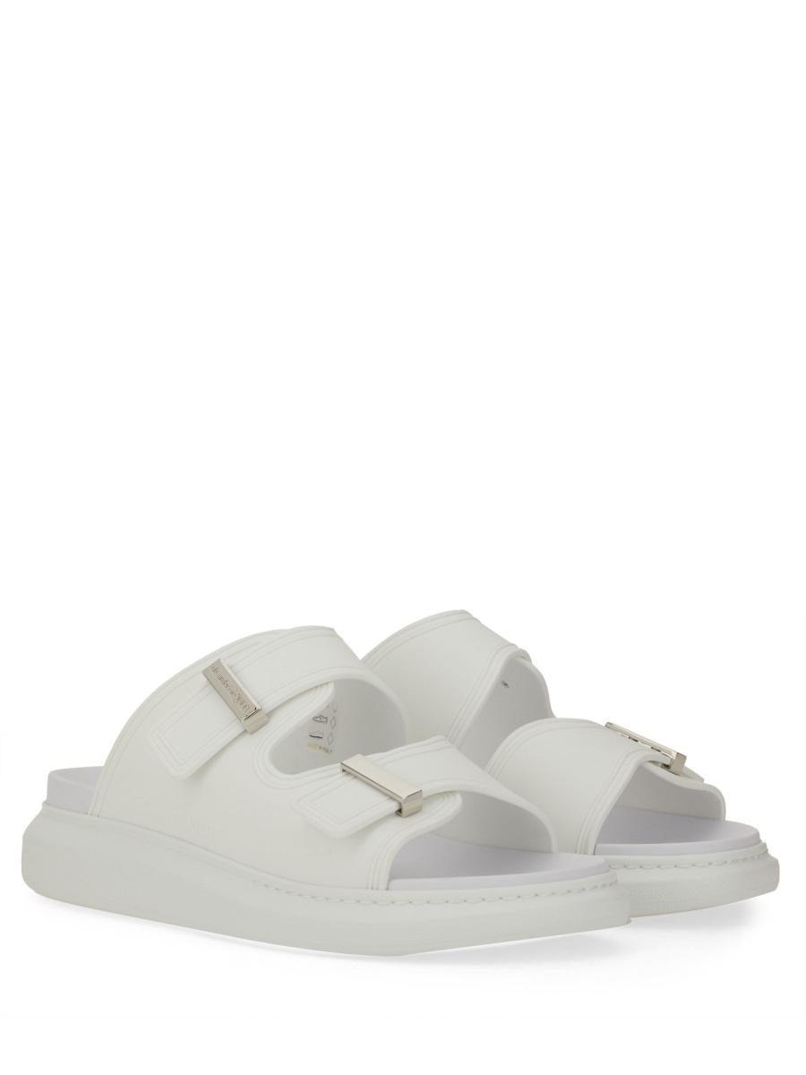 McQueen Hybrid Double Buckle Sandal in White for Men | Lyst