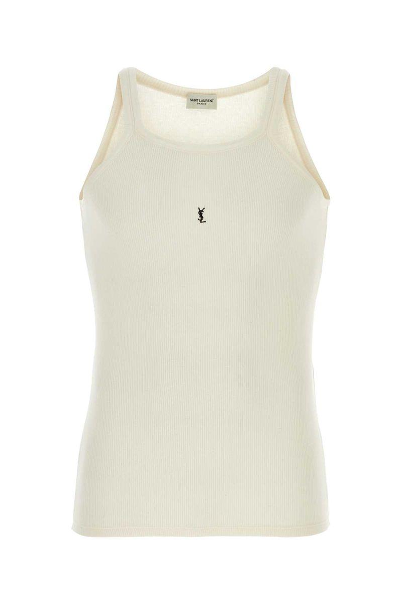 Tシャツ・カットソー SAINT LAURENT WOOL AND COTTON BLEND TANK TOP SAINT LAURENT Ribbed modal and cotton-blend jersey tank