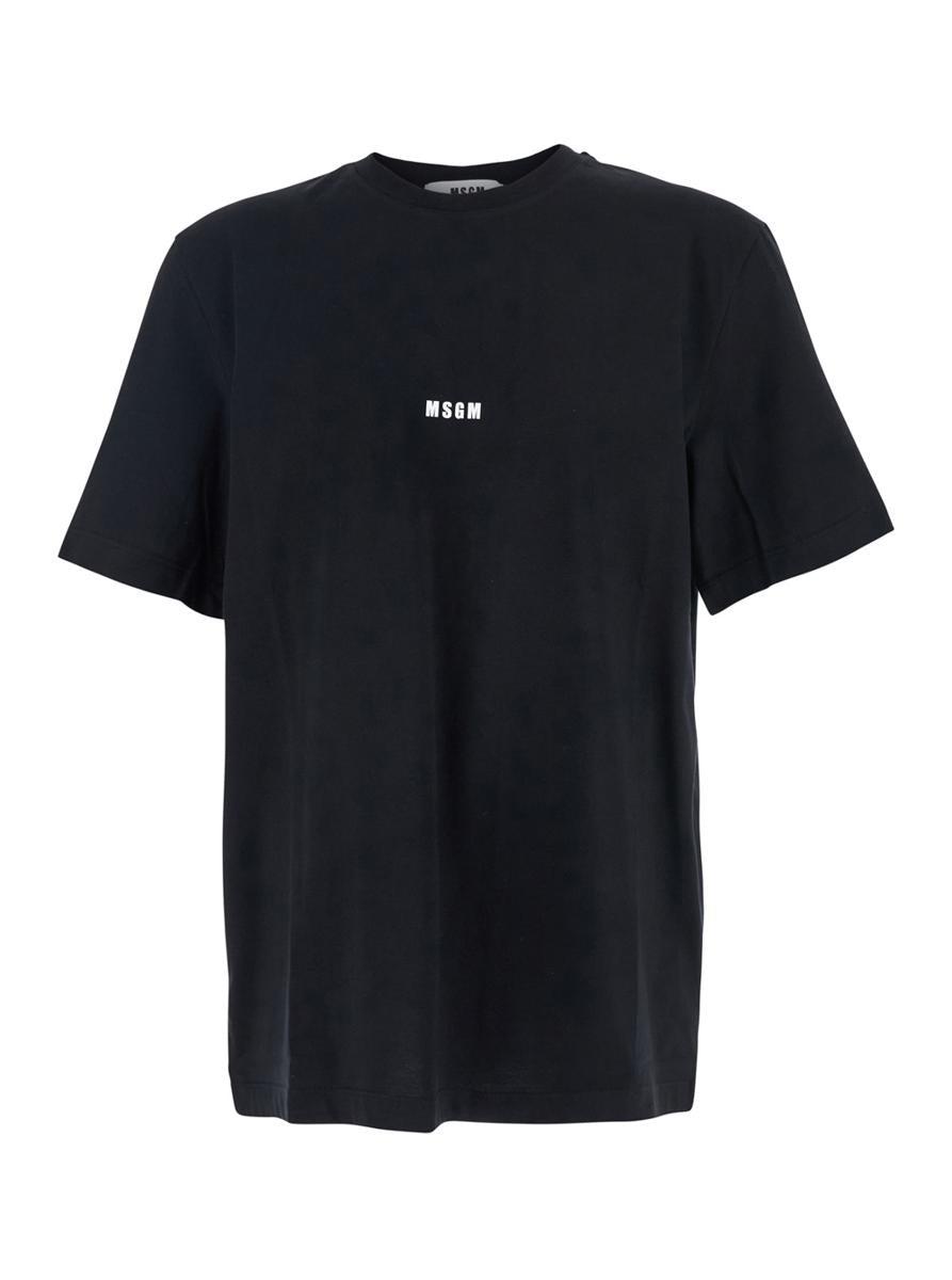 MSGM｜SHORT-SLEEVED ROUND NECK T-SHIRTS (3641MDA510 2470 Jersey cotton T-shirt with 