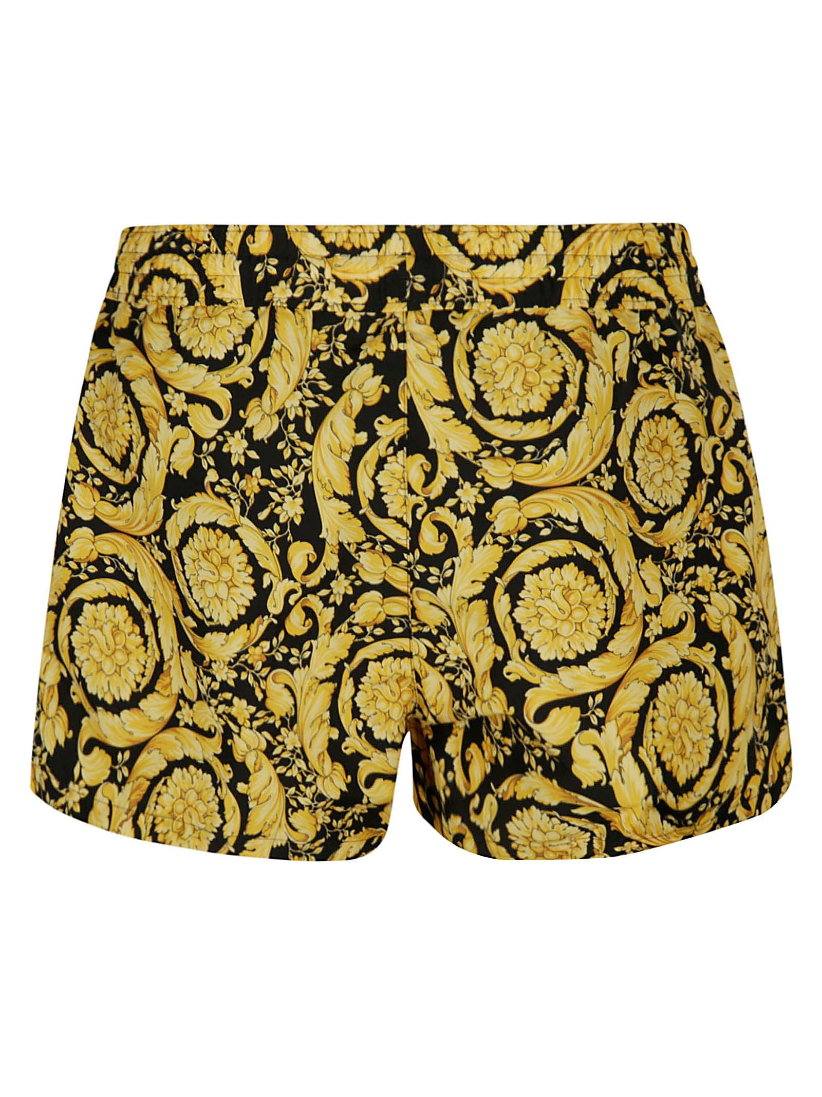 Versace Synthetic Barocco Goddess-print Swim Shorts in Yellow for Men Mens Clothing Beachwear 