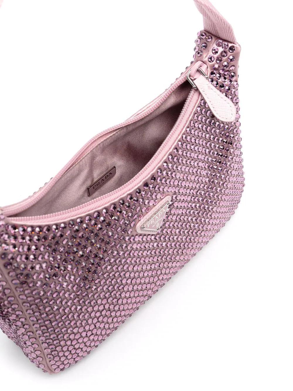 Prada Satin Re-edition 2005 Crystal-embellished Tote | Lyst