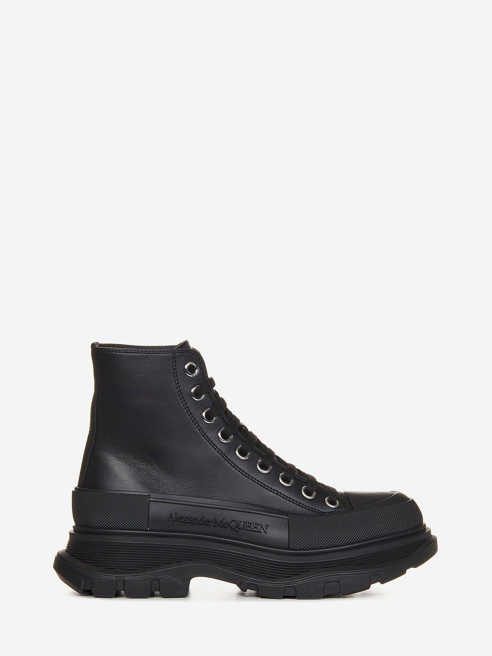 alexander mcqueen black tread slick chelsea boots